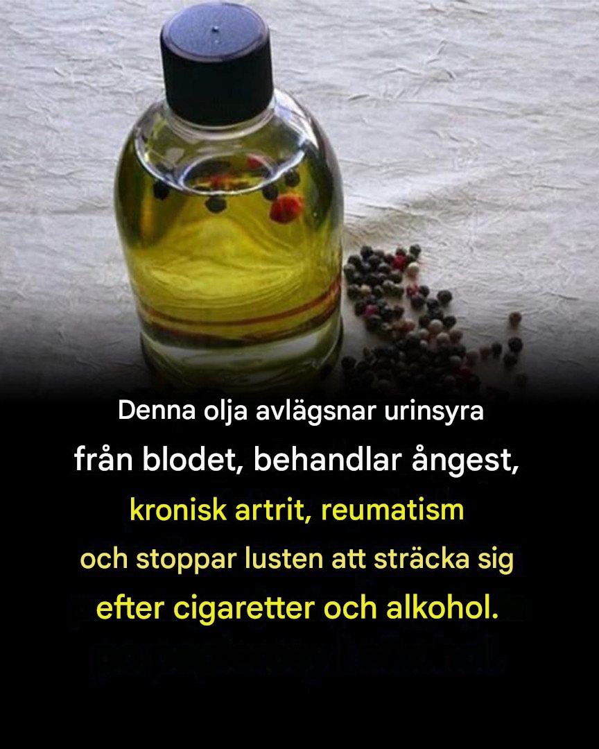 En olja som avlägsnar urinsyra från blodet, behandlar ångest, kronisk artrit, reumatism och stoppar lusten att sträcka sig efter cigaretter och alkohol.