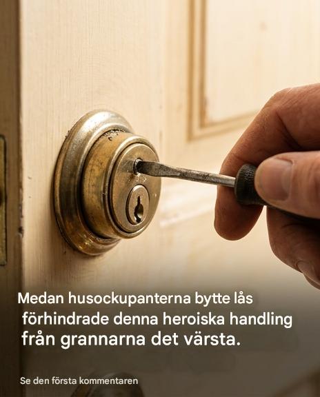 Medan nybyggarna bytte lås förhindrade grannarnas modiga ingripande det värsta.