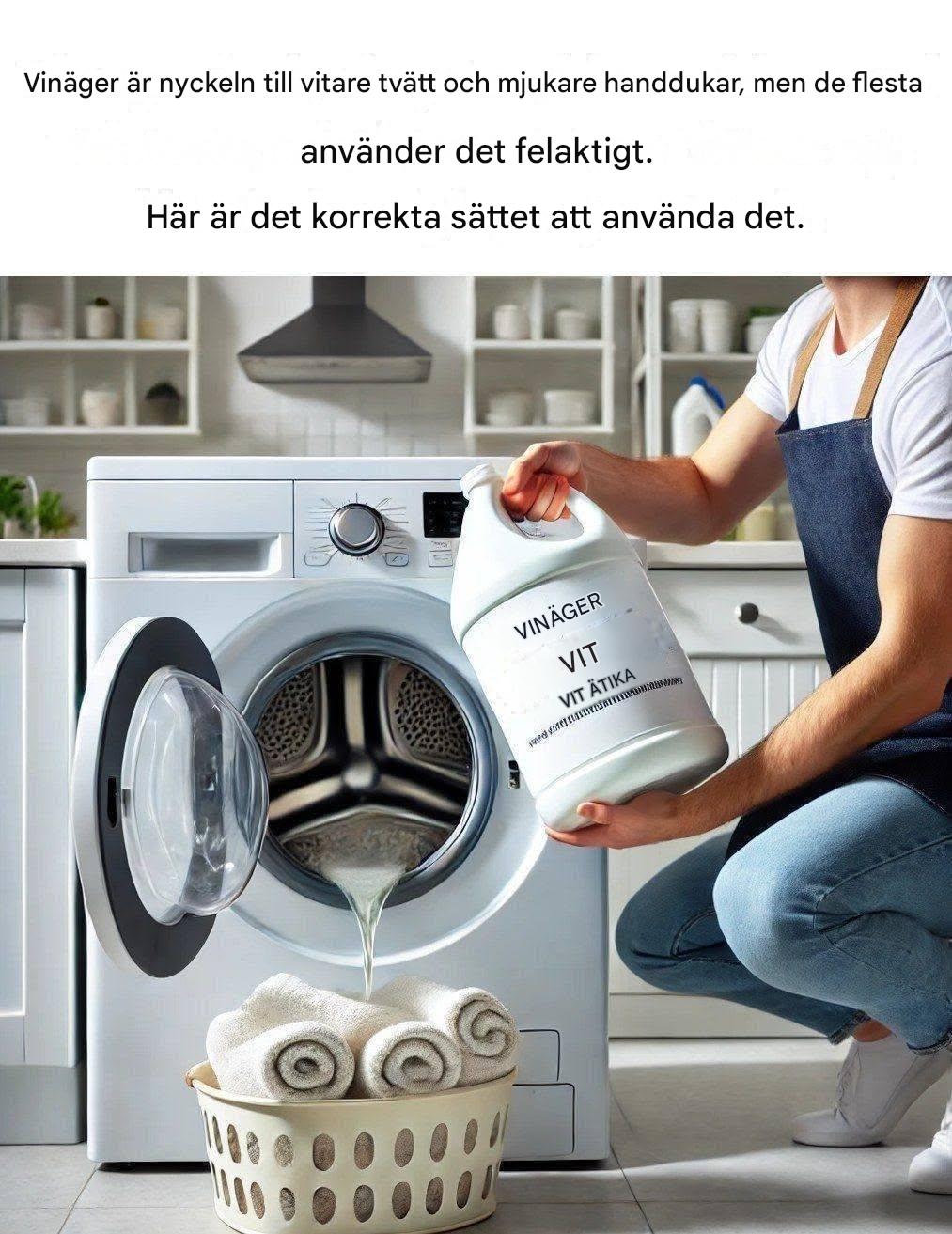 Vinäger: nyckeln till vitare tvätt och mjukare handdukar (men de flesta använder det fel). Här är rätt sätt.