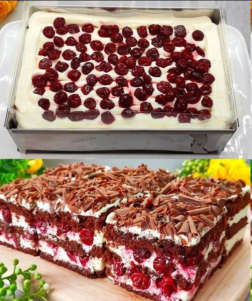 Schwarzwaldkörsbärstårta med 800 g vispad grädde och 1 burk körsbär