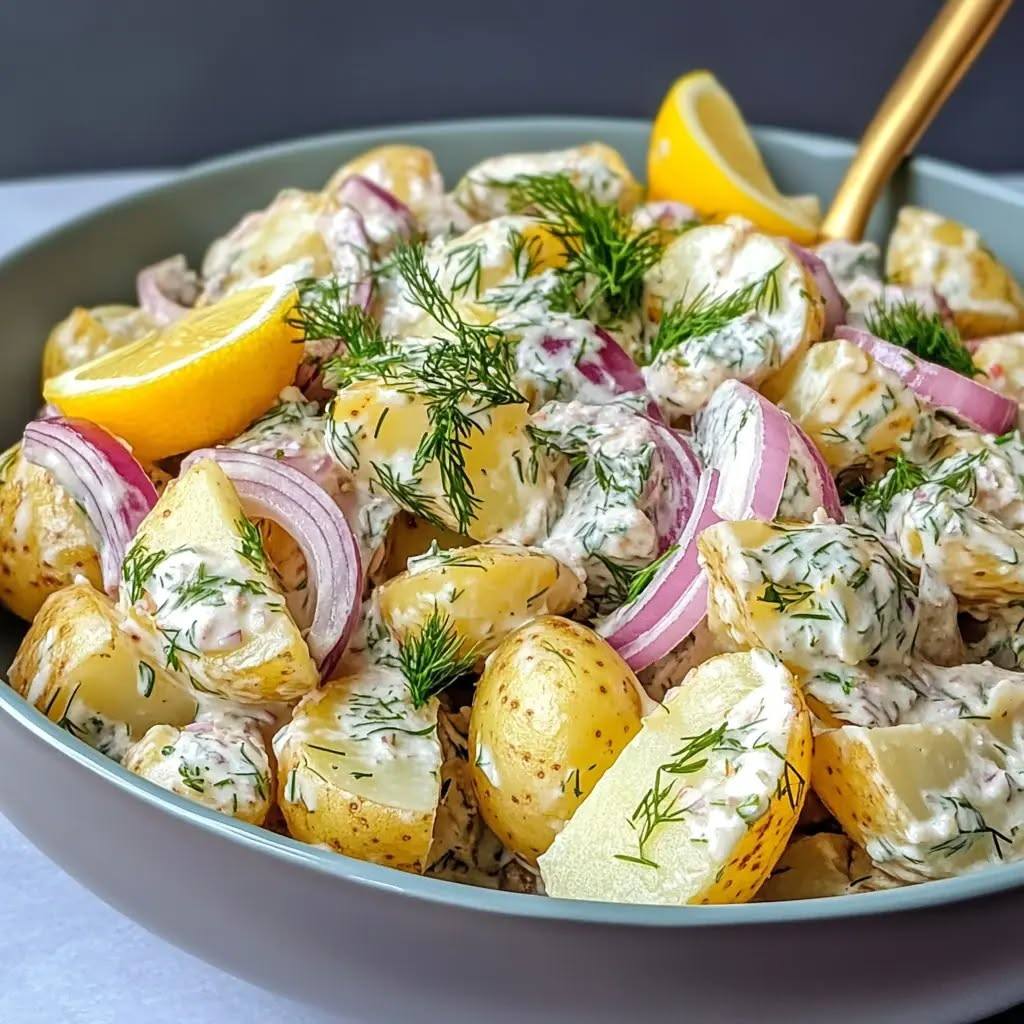 Krämig potatissallad med hemlagad dill
