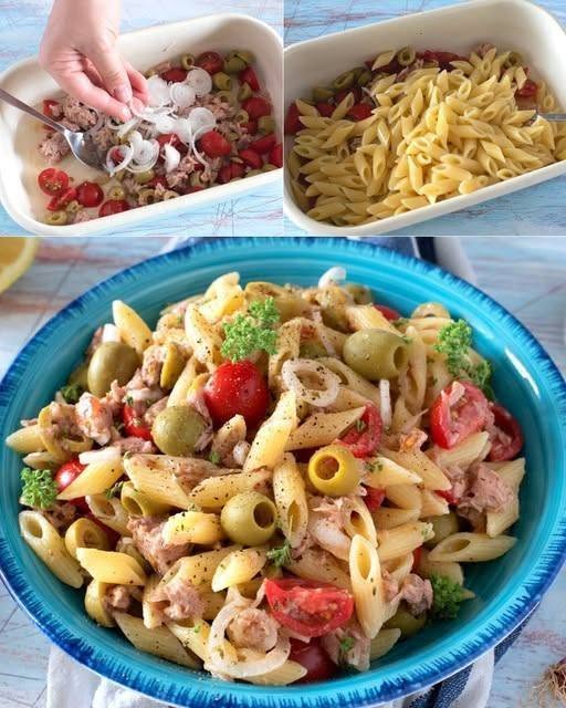 Tonno, pomodorini, olive e succo di limone! La ricetta della pasta fredda che conquisterà grandi e piccini: Ingredienti: