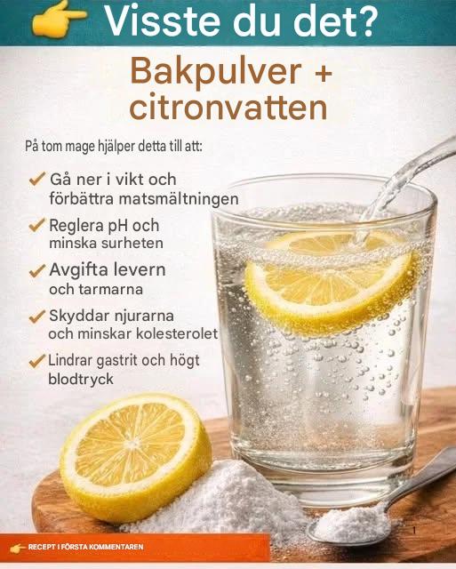 Den naturliga lösningen för att återställa din hälsa: Citronvatten med bikarbonat