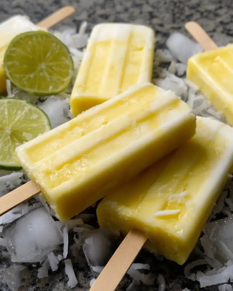 Ananas-, kokos- och limeglass