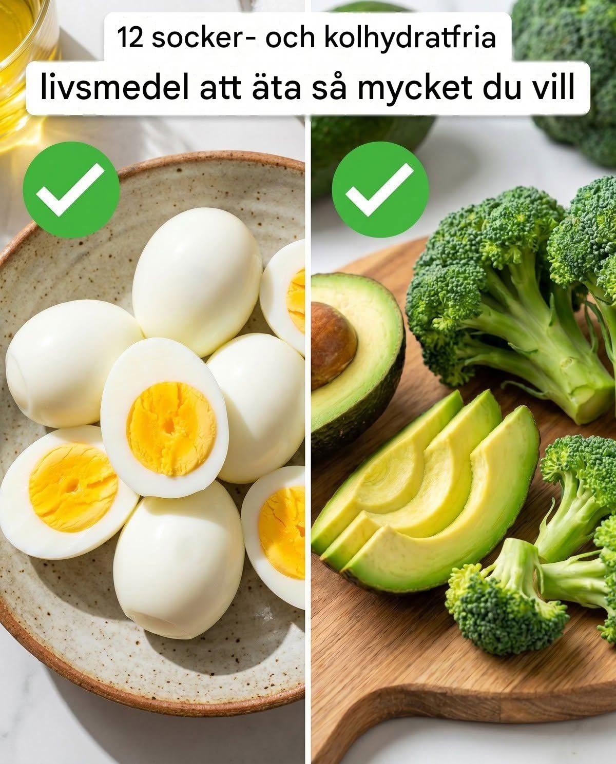 De 12 hälsosammaste matvarorna utan kolhydrater och sockerarter