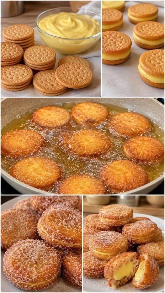 Friterade kex fyllda med vaniljsås: en krispig och krämig hemlagad dessert