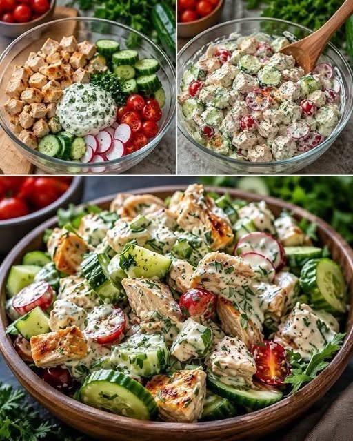 Grekisk kyckling-tzatziki-sallad tillagad på 10 minuter