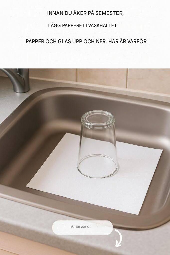 Här är anledningen till att det alltid är en bra idé att lämna ett glas upp och ner och en papperslapp i diskhon innan du åker på semester.