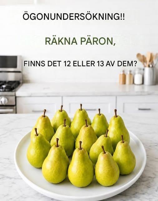 Syntest: Hur många päron ser du egentligen? 12 eller 13?