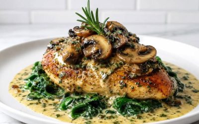 Recept på lågkolhydratsgratäng med kyckling och spenat och svamp