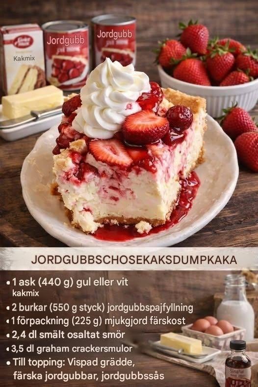 Jordgubbscheesecake-dumptårta
