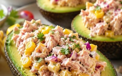 Avokado fylld med tonfisksallad – ett enkelt, hälsosamt och gott recept
