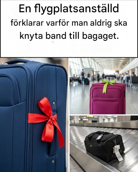 En flygplatsanställd förklarar varför man aldrig ska knyta ett band till sin resväska. Se den första kommentaren.