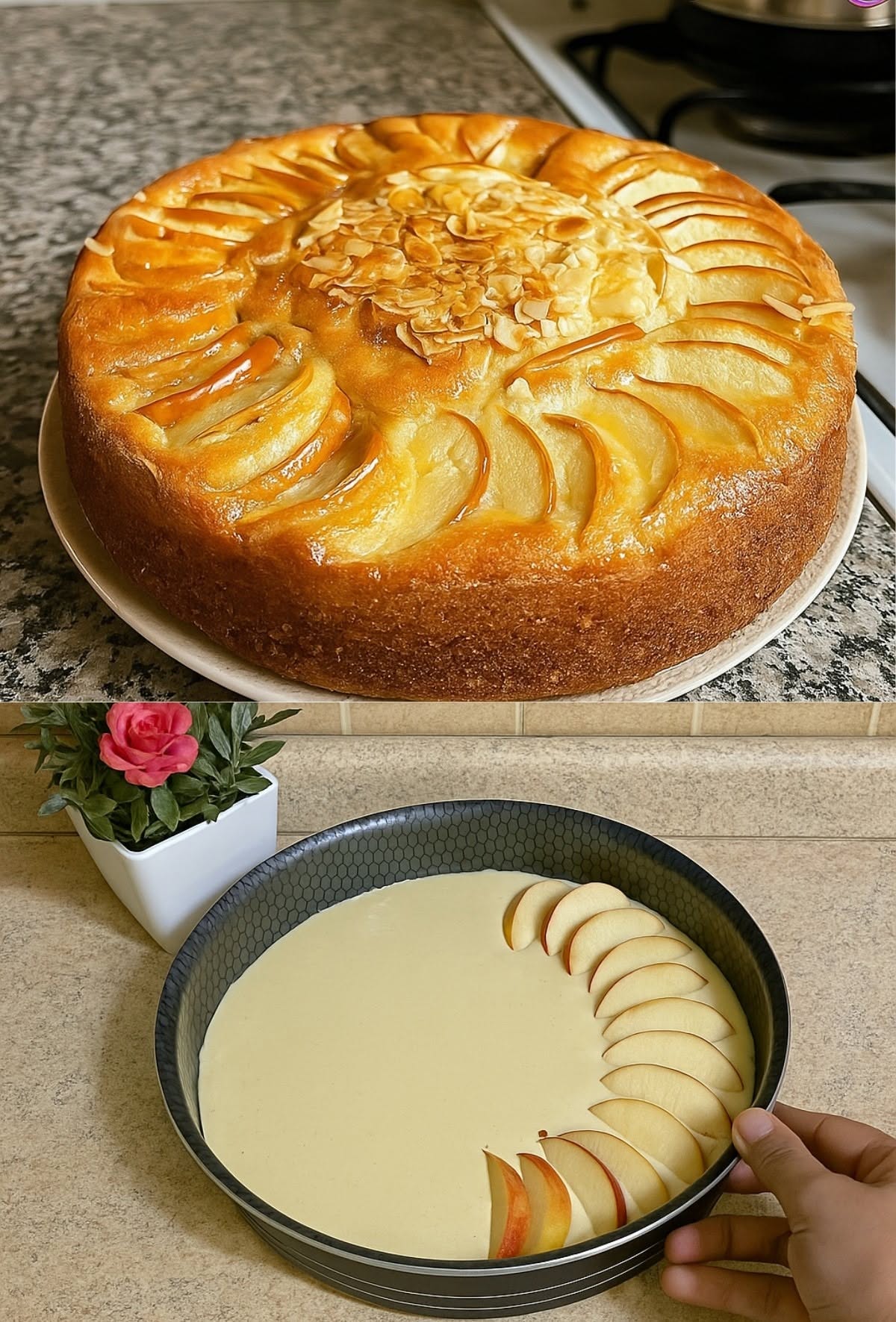Mjuk äppel- och mandelkaka