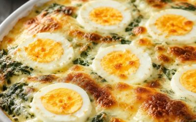 Spenatgratäng med ägg