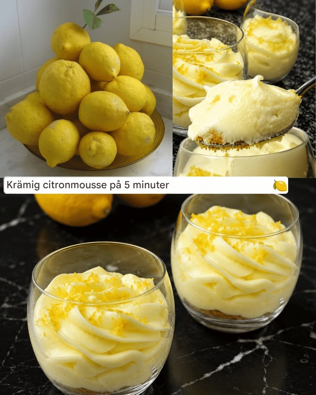 Krämig citronmousse på 5 minuter (ingen gräddning krävs)