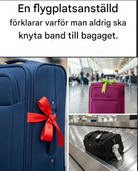 En flygplatsanställd förklarar varför man aldrig ska knyta ett band till sin resväska. Se den första kommentaren.