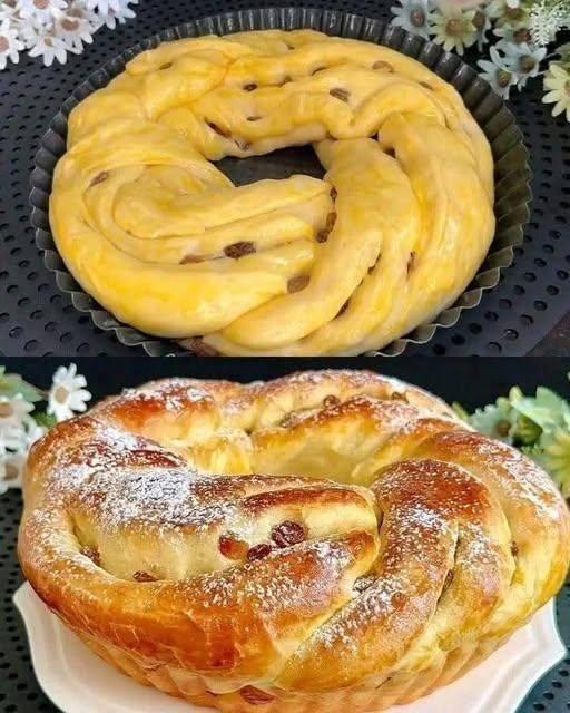 Krona av mjuka russin (änglalik brioche-typ)