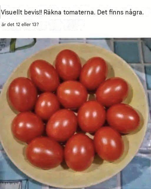 Visuellt test! Räkna tomaterna. Är det 12 eller 13?