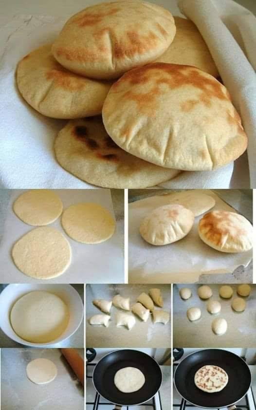 Libański chleb pita pieczony na patelni