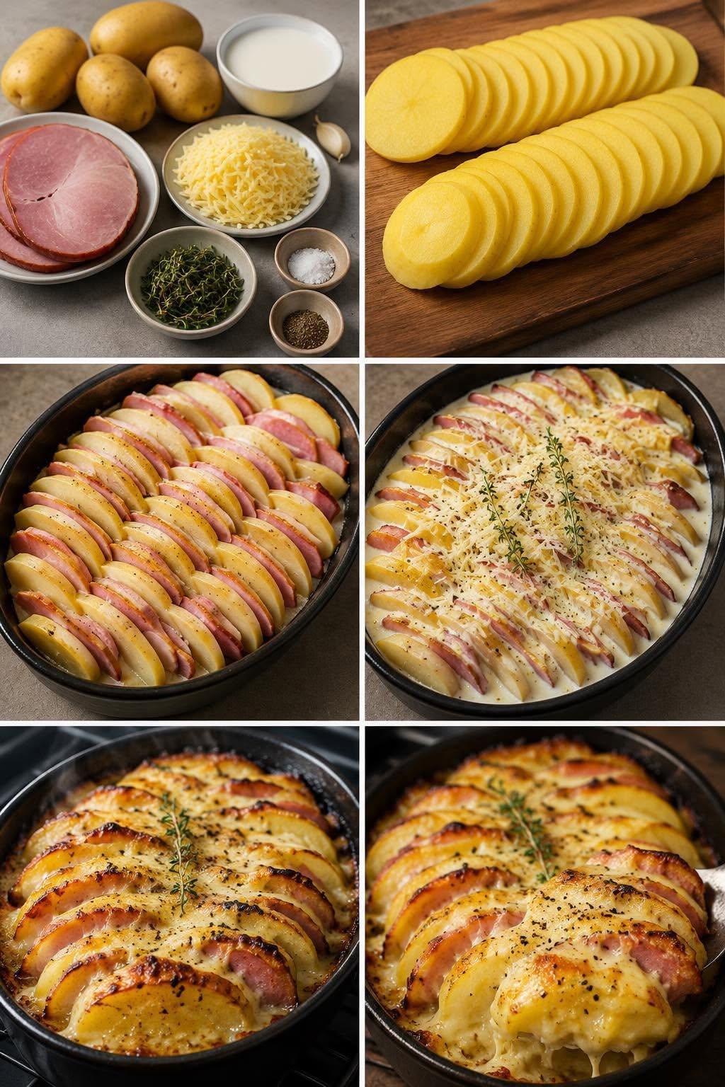 Potatisgratäng med skinka och ost