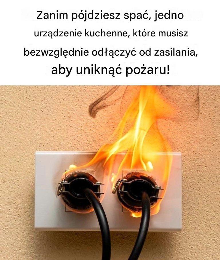 Att urządzenie kuchenne powinno być odłączone przed snem, aby zapobiec ryzyku pożaru