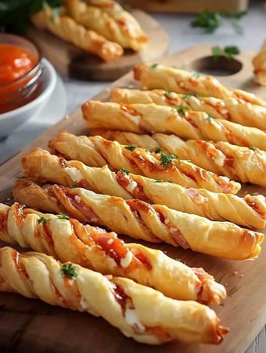 Paluszki av ciasta francuskiego med szynką i serem są po prostu pyszne!