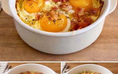Bakade ägg med skinka och ost – enkelt recept