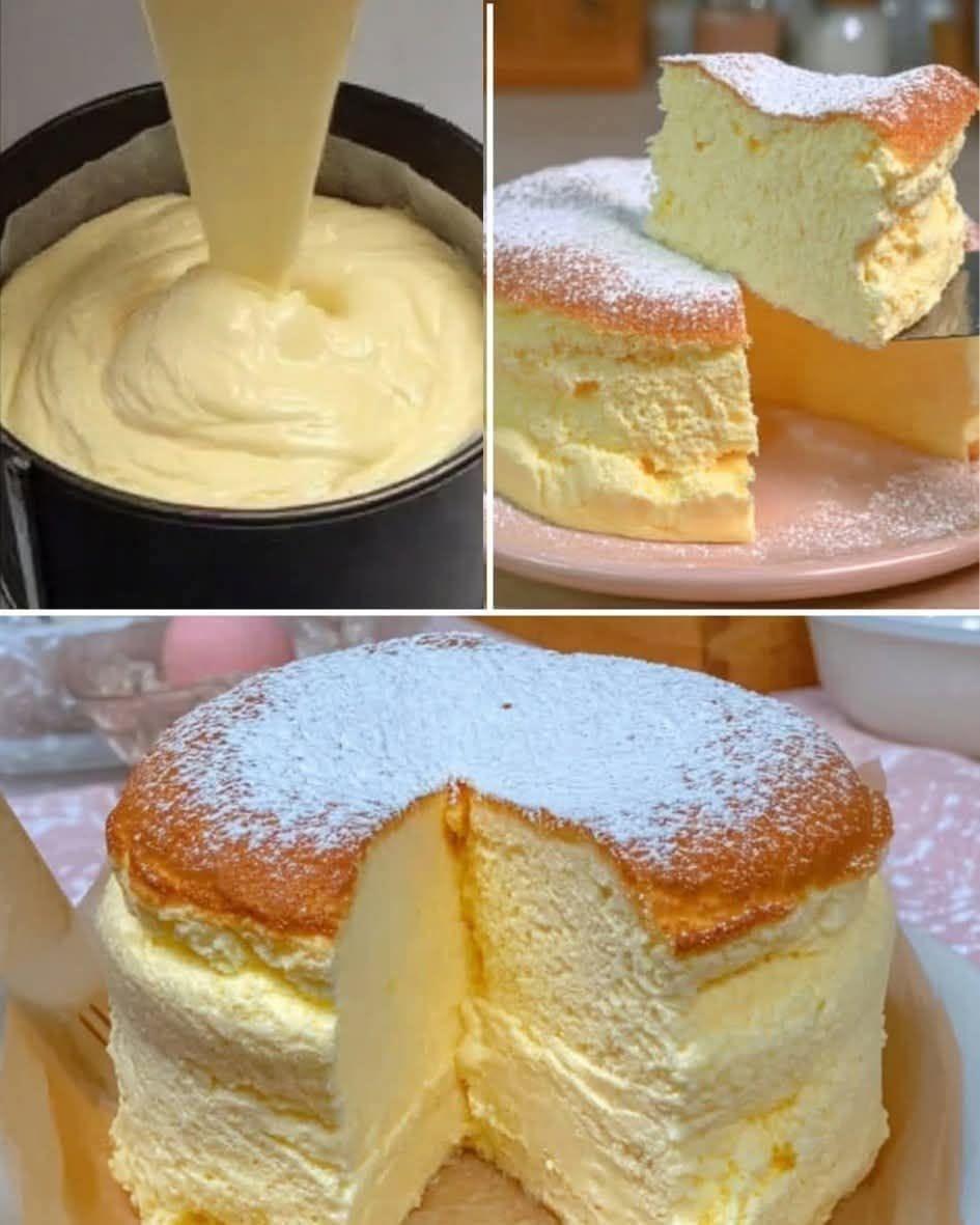 Jag gör den två gånger i veckan: Cloud Cake. Du lägger bara allt i mixern > Jag skickade den till personen som skickade den. Hej. Ingredienser: 200 g mjukgjord färskost, 50 g mjukgjort osaltat smör, 100 ml mjölk, 4 stora separerade ägg, 70 g socker, 40 g kakmjöl, 10 g majsstärkelse, 1 tsk vaniljextrakt. Jag måste bara säga något för att fortsätta få mina recept…. Tack. Recept i den första (KOMMENTAR)