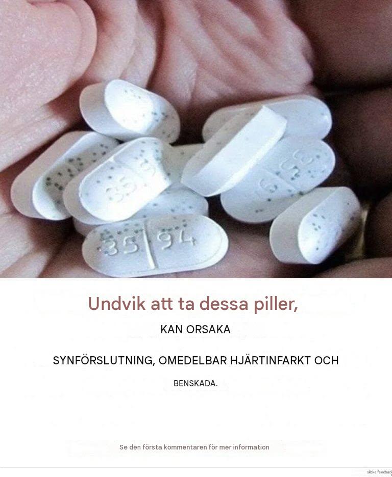 VARNING! DESSA TABLETTER KAN ORSAKA BLODPROPPAR, BLODTROMBARER OCH HJÄRTINFAKT