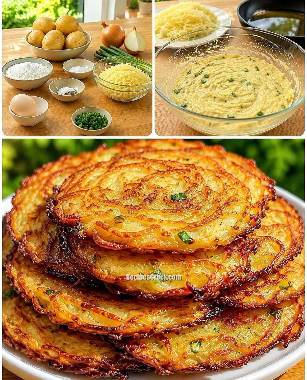 Recept på krispiga potatis- och lökpannkakor