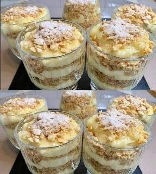 När jag är lat gör jag alltid den här desserten. “Napoleon i ett glas”: