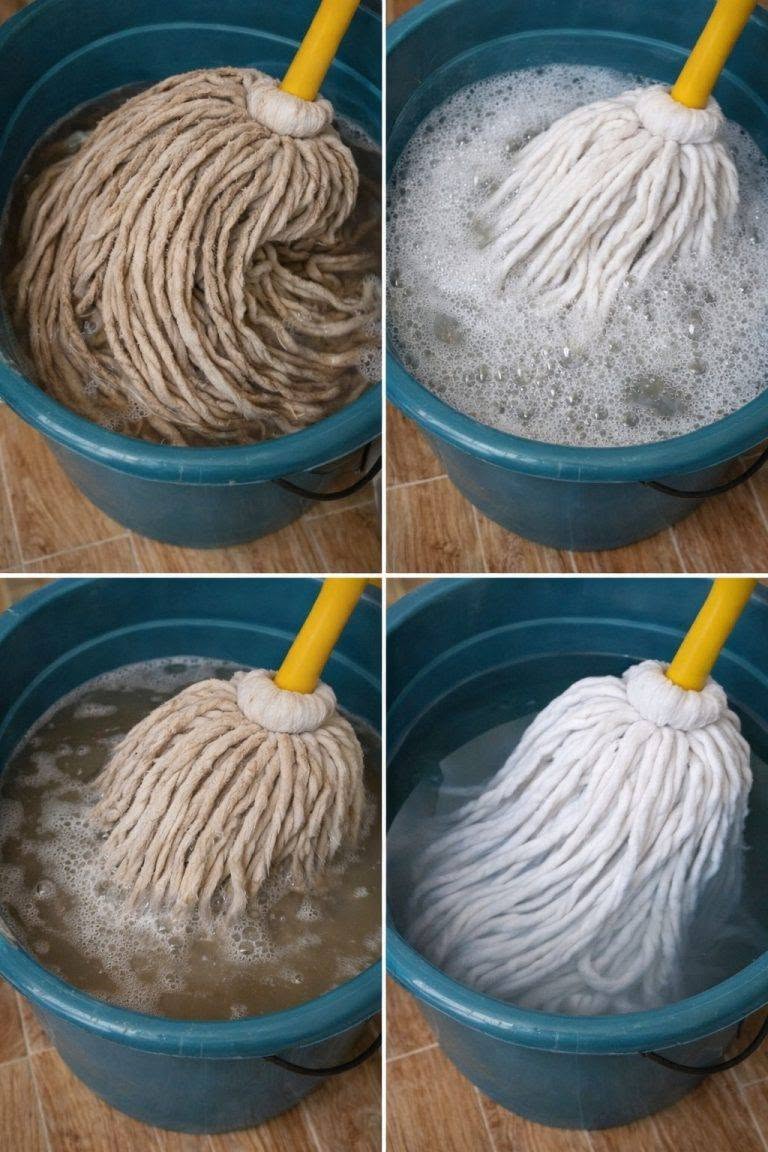 Väldigt smutsig mopp, köp den inte igen: en droppe av denna ingrediens och den blir som ny igen