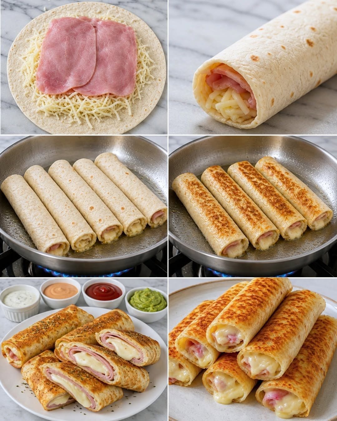 Enkla, praktiska och läckra tortillarullar med skinka och ost🌯🧀