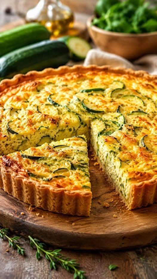 Quiche utan skorpa med zucchini, skinka och ost