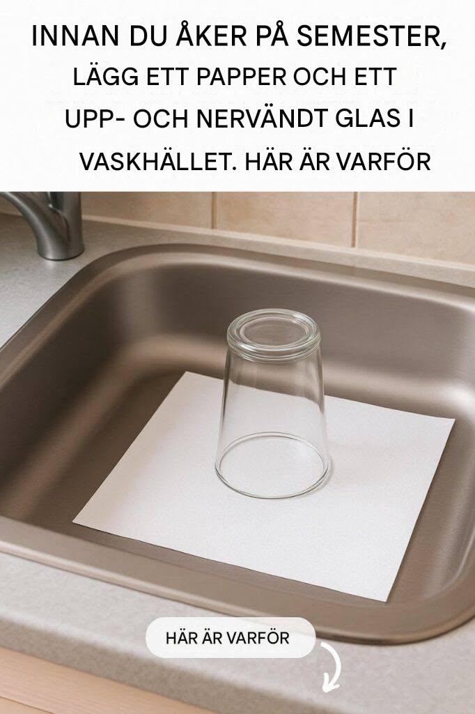 Här är anledningen till att du alltid bör lämna ett upp-och-ner-vänt glas och en papperslapp i diskhon innan du åker på semester
