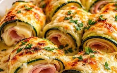 Zucchinirullar fyllda med kalkon och ost