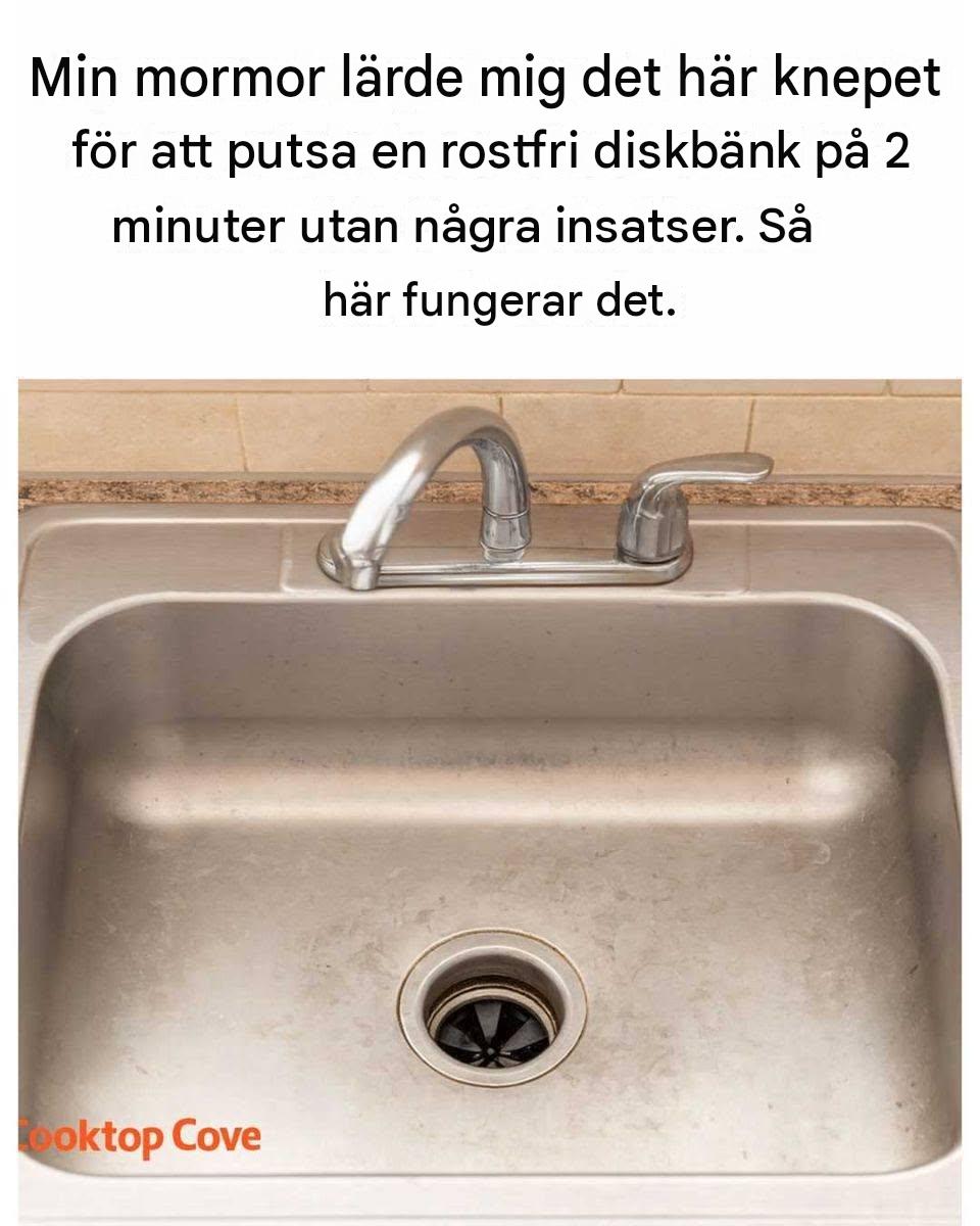 Min mormor lärde mig det här knepet för att putsa en rostfri diskbänk på 2 minuter utan några insatser. Så här fungerar det.