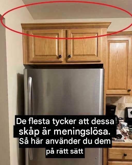 Det smarta sättet att använda skåpen ovanför kylskåpet